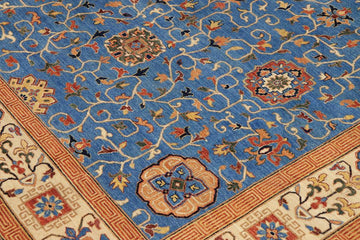 handmade Traditional Kafkaz Chobi Ziegler Blue Beige Hand Knotted RECTANGLE 100% WOOL area rug 9 x 12
